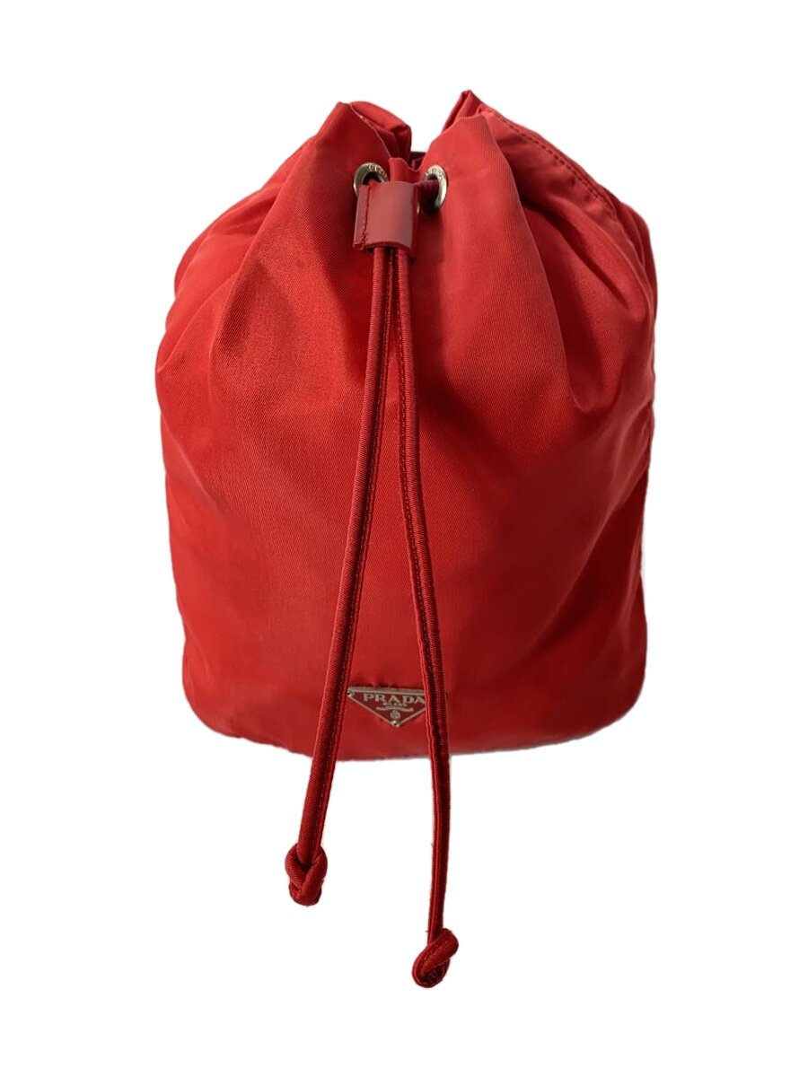 【中古】PRADA◆三角形ロゴタイプ/合切袋合切袋/ナイロン/RED/無地/1n0881【御徒面子】