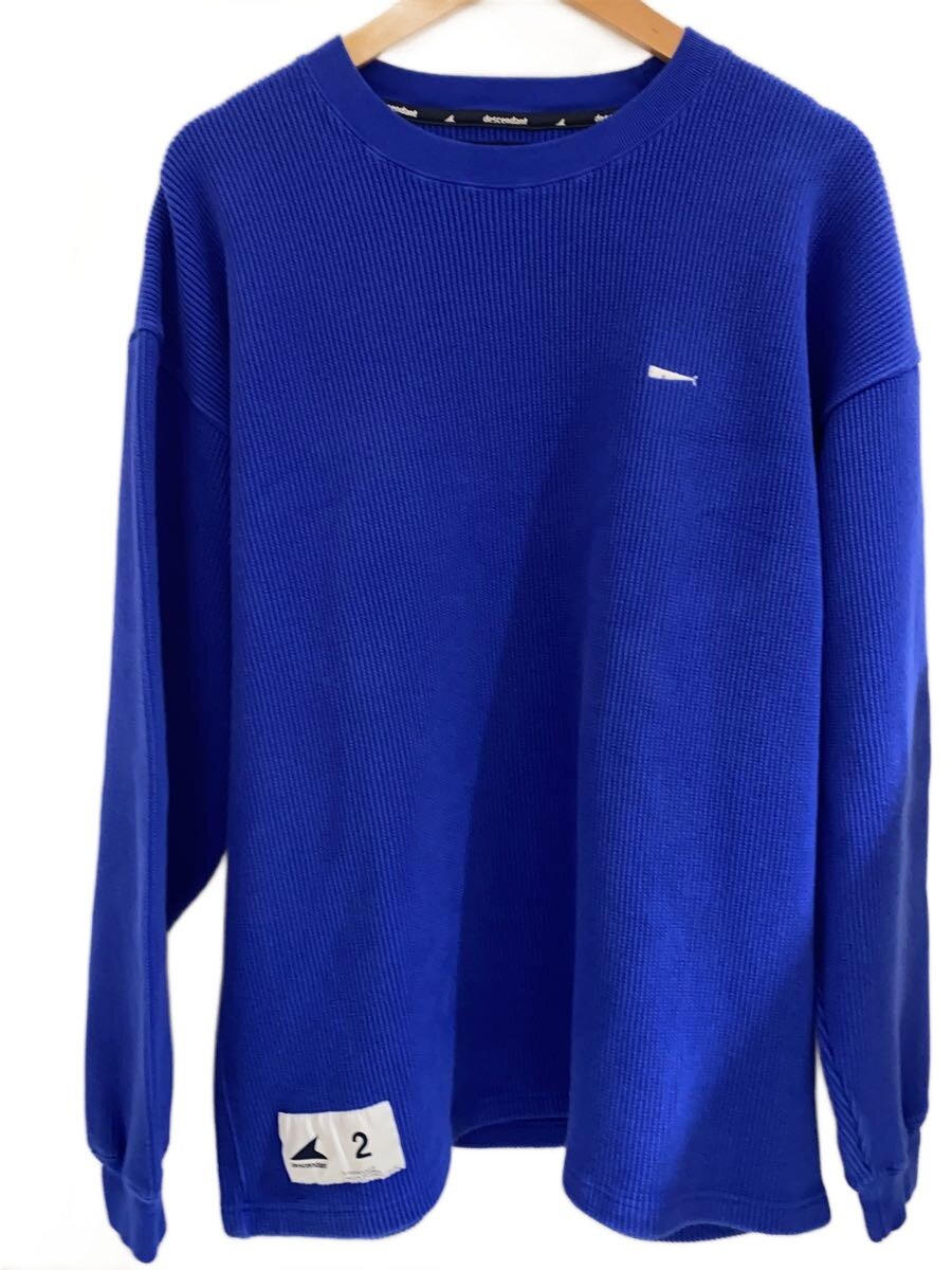 【中古】DESCENTE◆編み物・ティーシャツ(朦朦たる)/2/綿織物/BLU/無地【メンズウェア】
