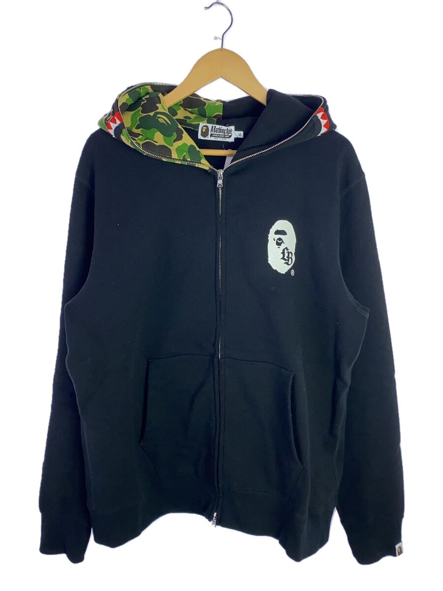 【中古】A BATHING APE◆ジップパーカー/XL/綿織物/BLK/家鴨フラ【メンズウェア】