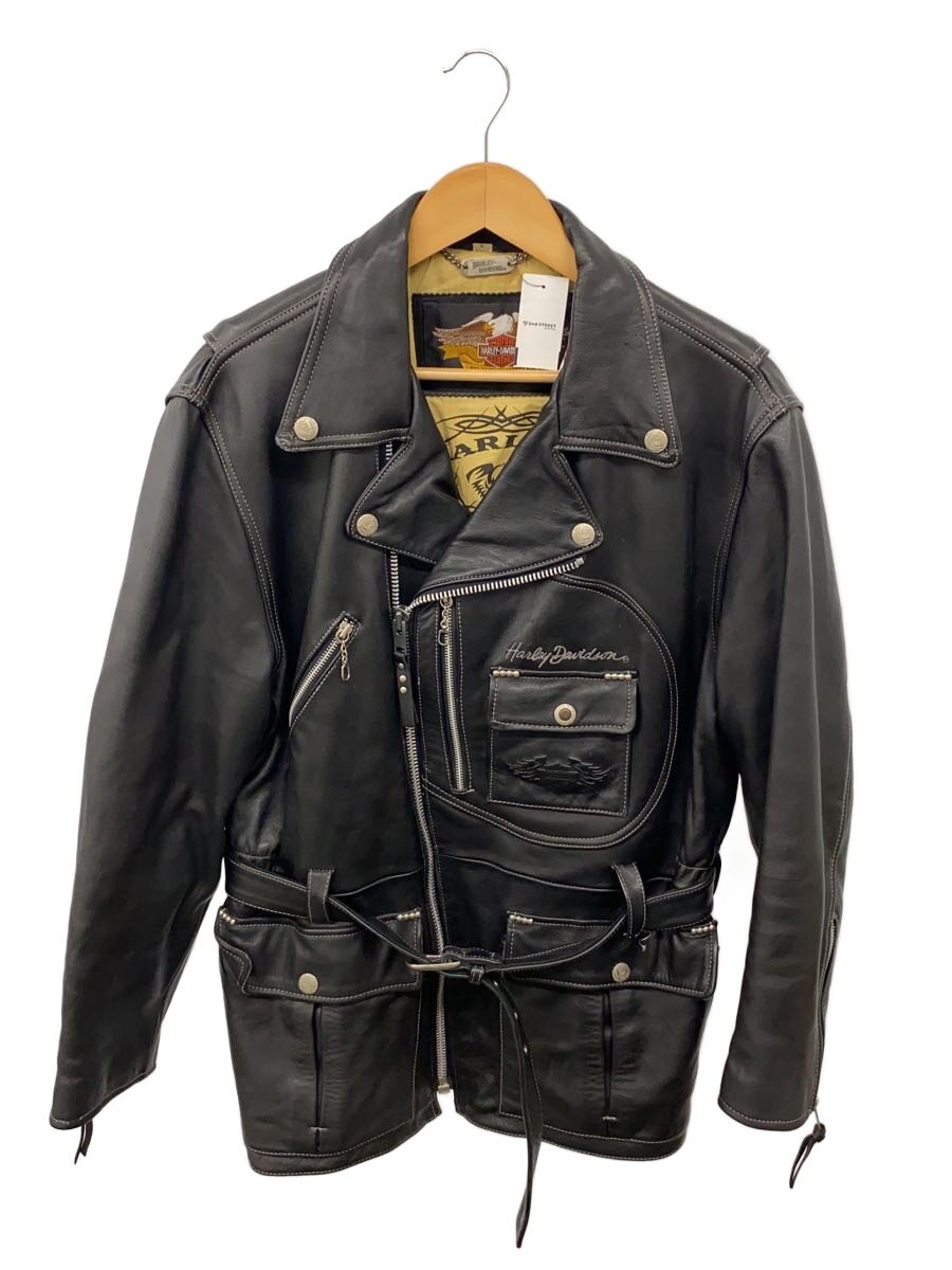 【中古】HARLEY DAVIDSON◆ロングダブルライダースジャケット/L/レザーコート/BLK【メンズウェア】｜2ｎｄ STREET 店