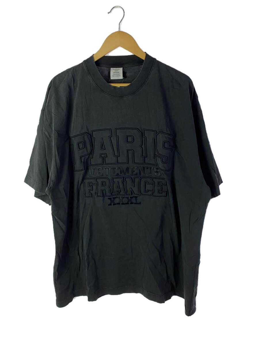 【中古】VETEMENTS◆XXXL PARIS LOGO T-SHIRT/S/綿織物/GRY/UE64TR370B//【メンズウェア】