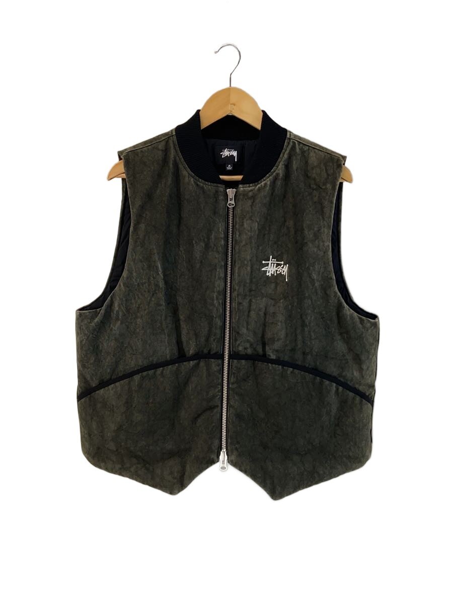 【中古】STUSSY◆より良い/M/綿織物/KHK/115654/中綿/WASHED CANVAS PRIMALOFT VEST【メンズウェア】