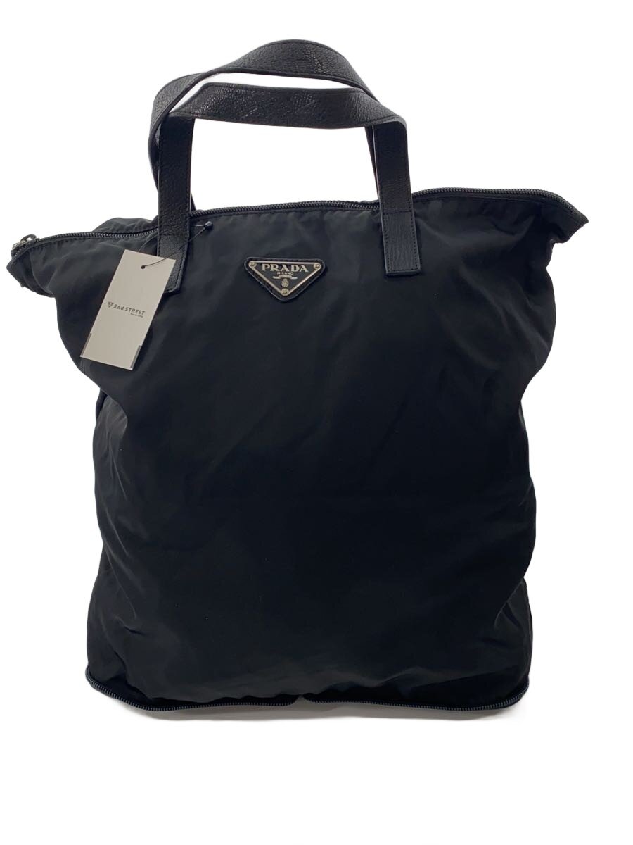 【中古】PRADA◆トートバッグ/ナイロン/BLK【御徒面子】