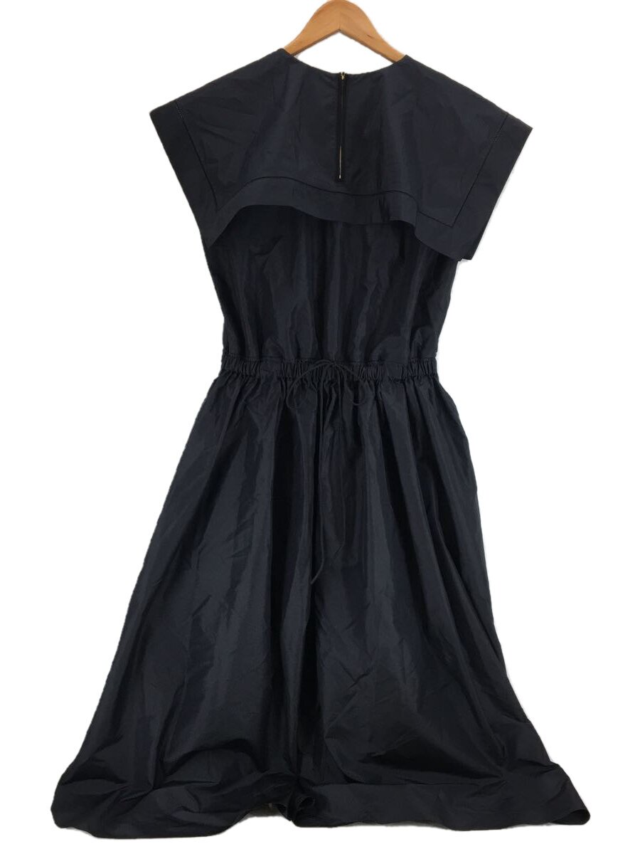 【中古】DRAWER◆シルクシャドウストライプウェストギャザーワンピース/ノースリーブ衣装/36/地絹/BLK///【レディース御召しもの】