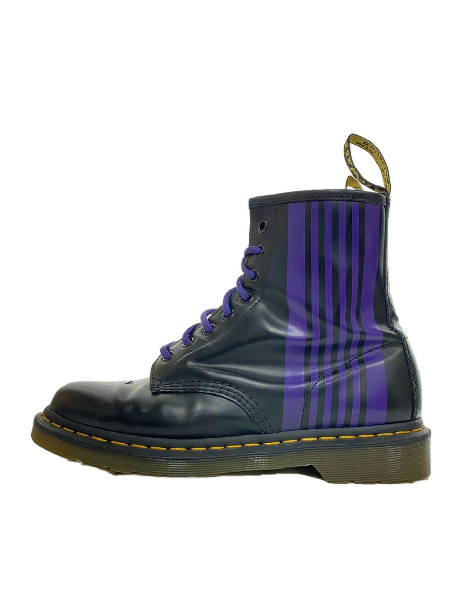 【中古】Dr.Martens◆レースアップブーツ/US9/BLK/NEEDLES STRIPE 8 EYE BOOT【シューズ】画像