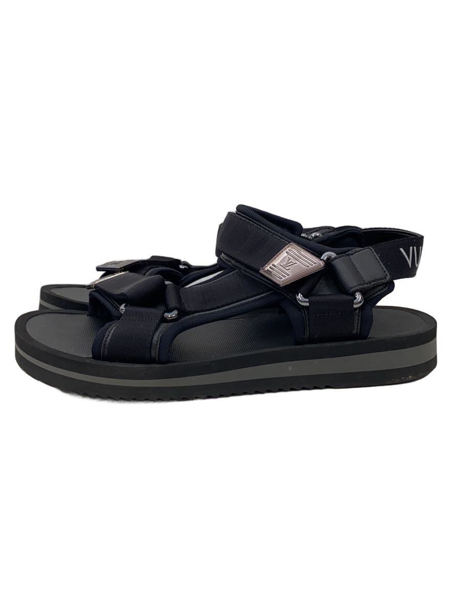 【中古】LOUIS VUITTON◆サンダル/UK7/BLK/パナマ・伝達ルート【シューズ】