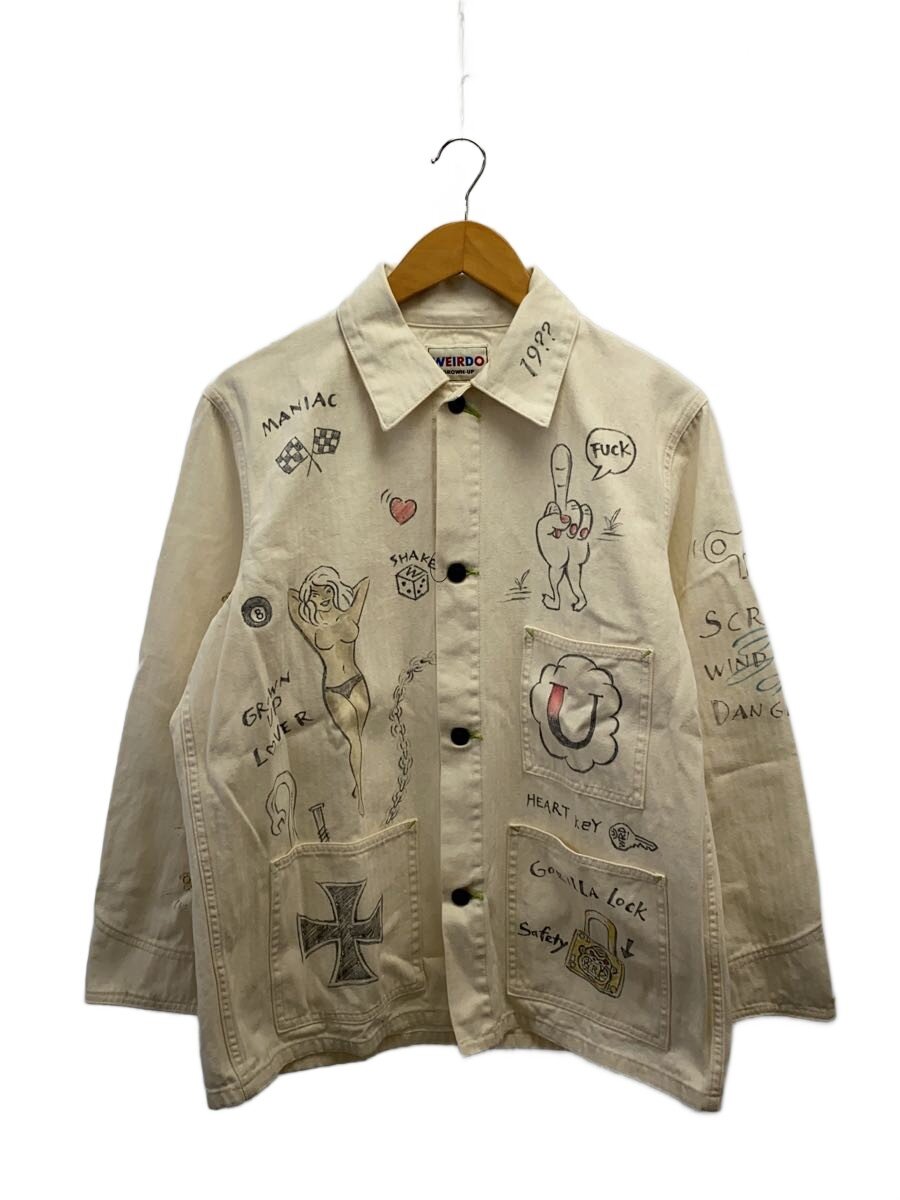 【中古】WEIRDO◆DENIM BOMBER JACKET/M/綿織物/WHT/無地/WRD-23-SS-03【メンズウェア】