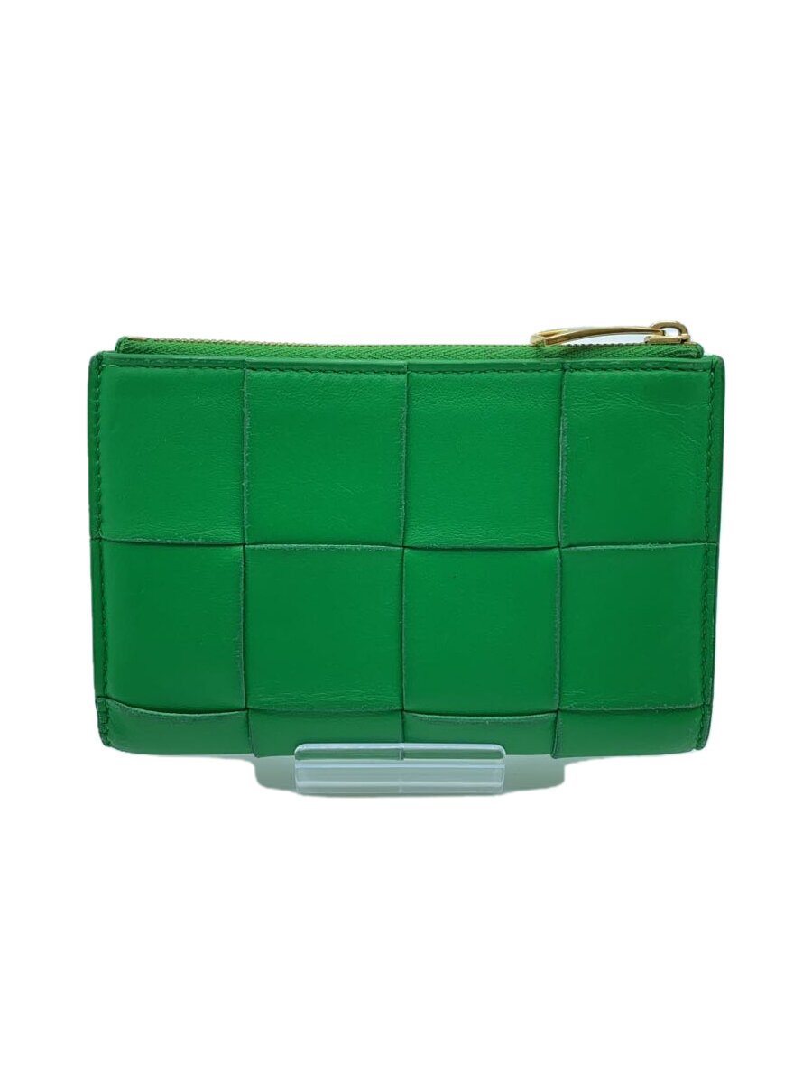 【中古】BOTTEGA VENETA◆2つ折り金入れ/なめし革/GRN/無地/レディース/A00158889U【服飾雑貨他】