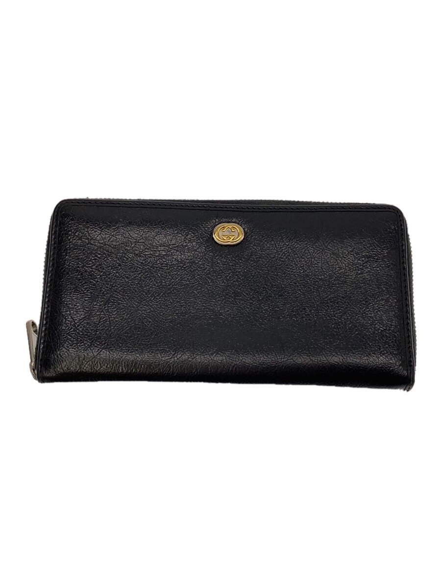 【中古】GUCCI◆長サイフ_インターロッキングG/なめし革/BLK/メンズ//【服飾雑貨他】