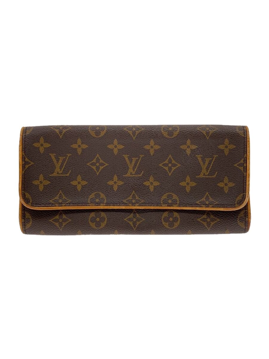 【中古】LOUIS VUITTON◆ポシェット・ツインGM_モノグラム・帆布_BRW/PVC/BRW【御徒面子】