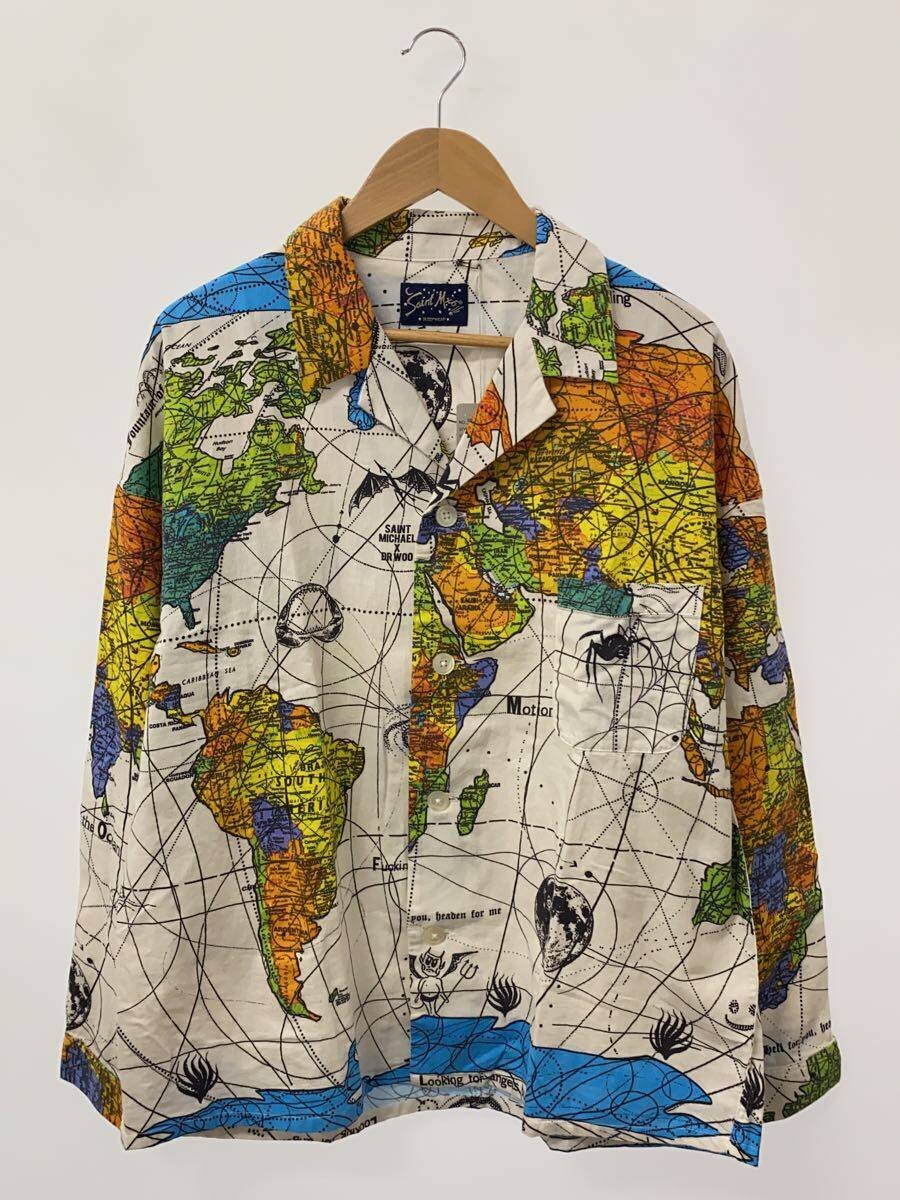 【中古】SAINT MICHAEL◆23ss/DW PAJAMA SH/WORLD MAP/パジャマプルオーバー/長袖プルオーバー/M/綿織物/WHT//【メンズウェア】