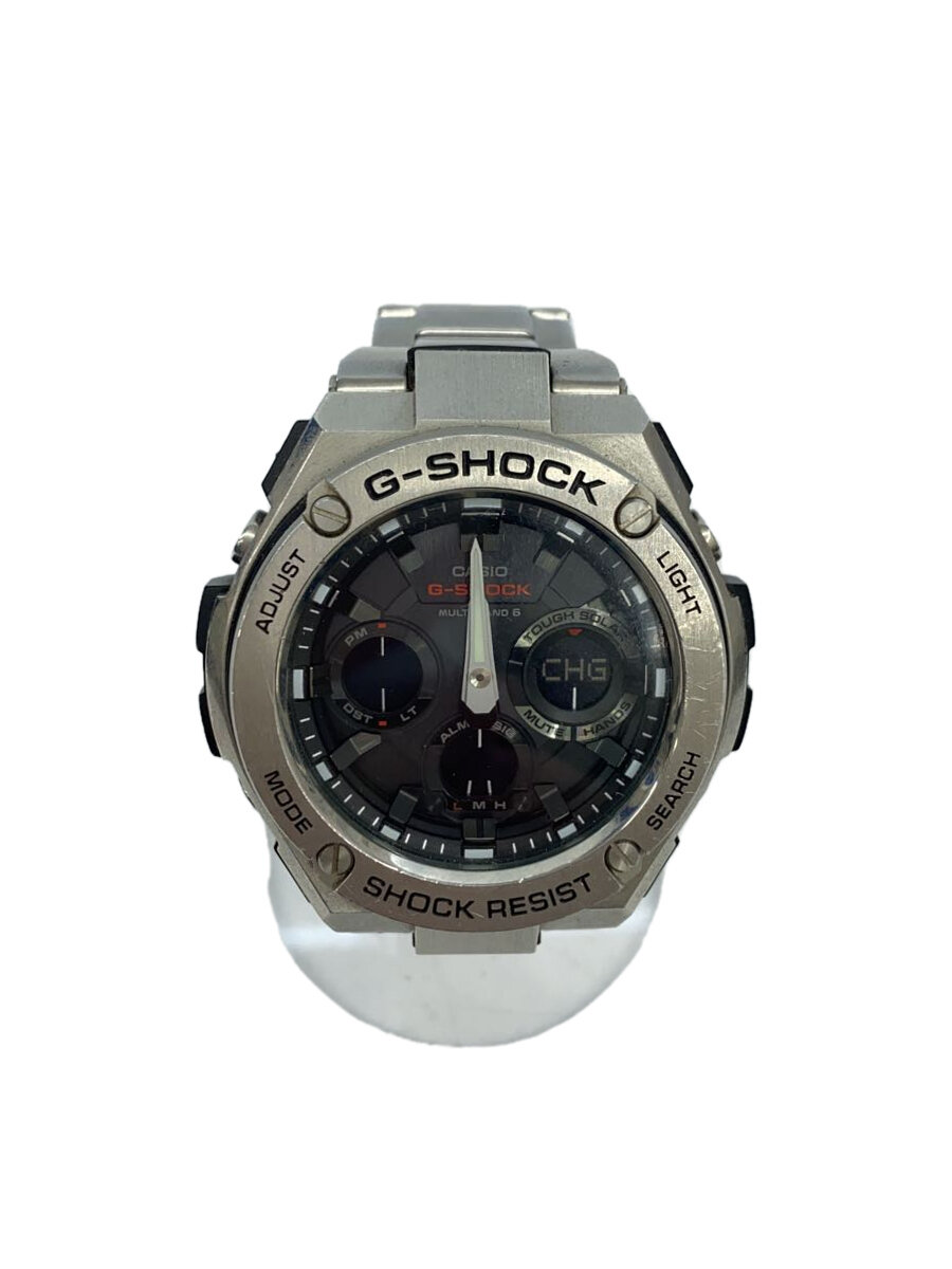 【中古】CASIO◆ソーラーウオッチ/デジアナ/ステンレス鋼/GRY/SLV/GST-W1100【服飾雑貨他】