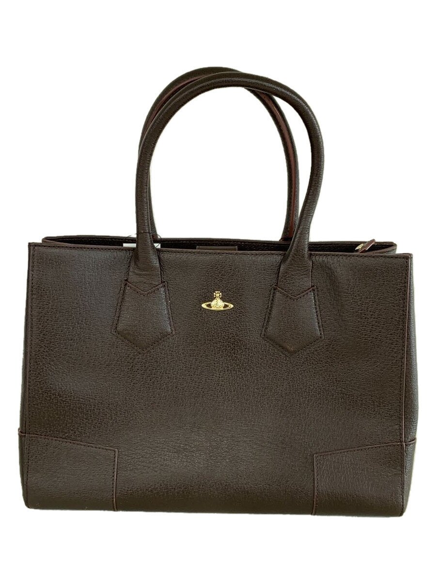 【中古】Vivienne Westwood◆ハンドバック/なめし革/BRW/無地/擦れ/色剥げ有り///【御徒面子】