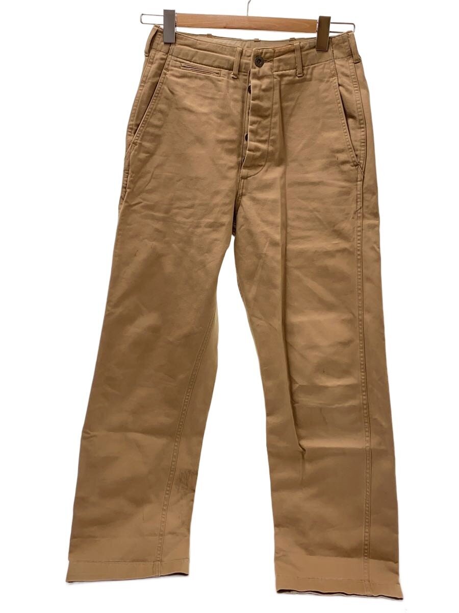【中古】US.ARMY◆40s METAL BUTTON CHINO TROUSERS/メタルボタンストレートパンツ/28/綿織物/BEG//【メンズウェア】