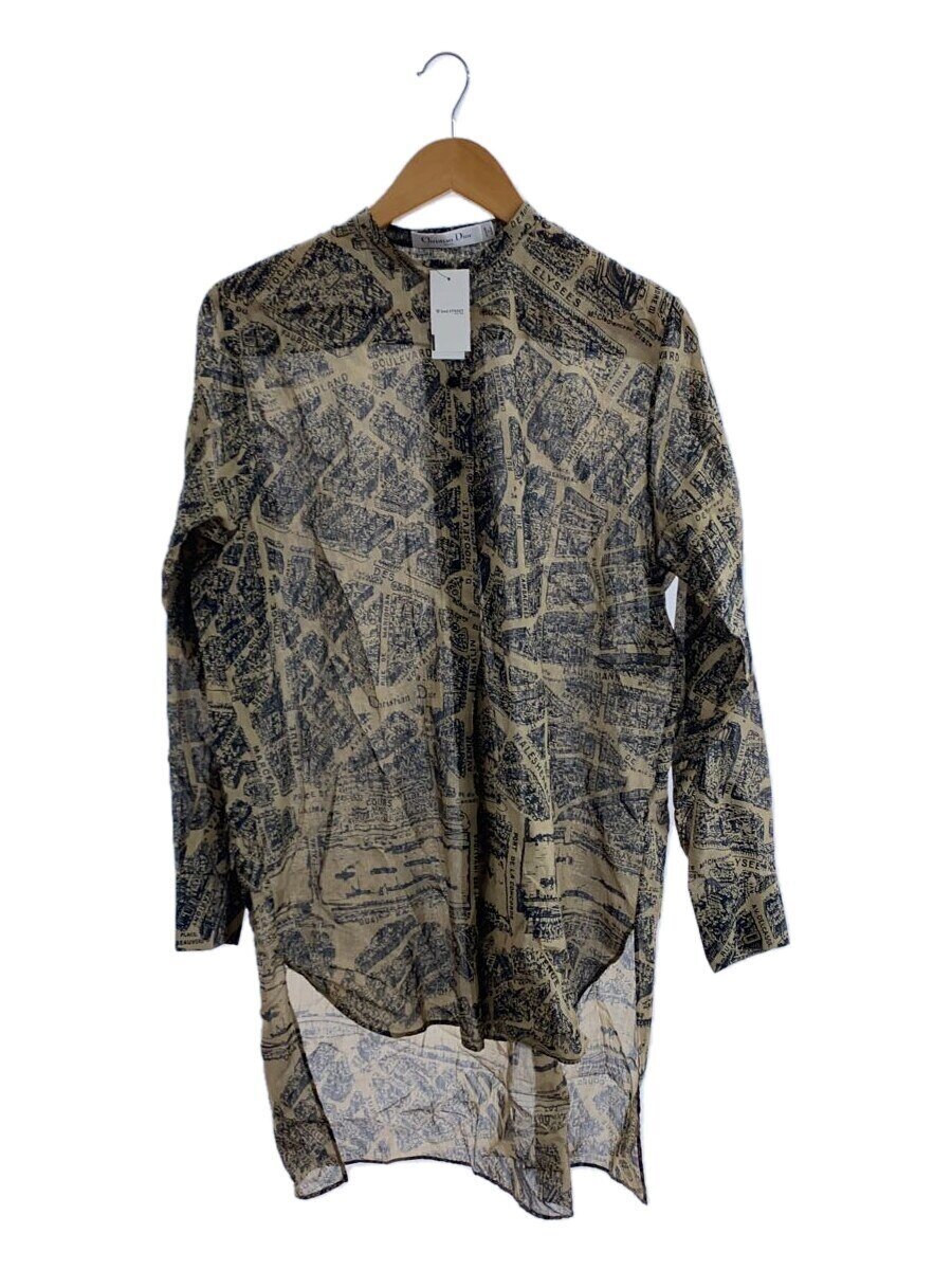 【中古】Christian Dior◆ミディプランドゥパリ ティーシャツ/長袖ティーシャツ/40/綿織物/BRW/総柄/351B54A3294【レディース御召しもの】