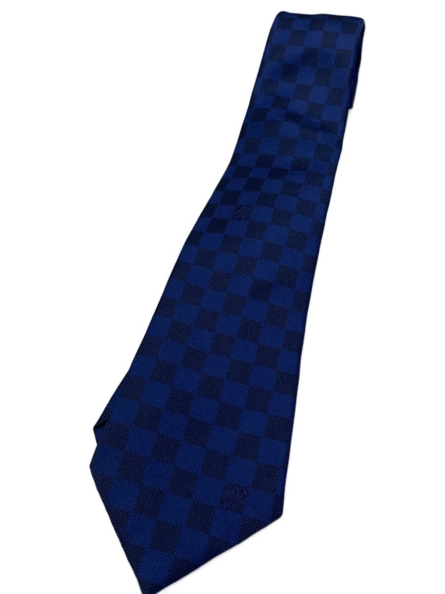 【中古】LOUIS VUITTON◆ダミエ/タイ/地絹/BLU/照合のしるし/メンズ【服飾雑貨他】