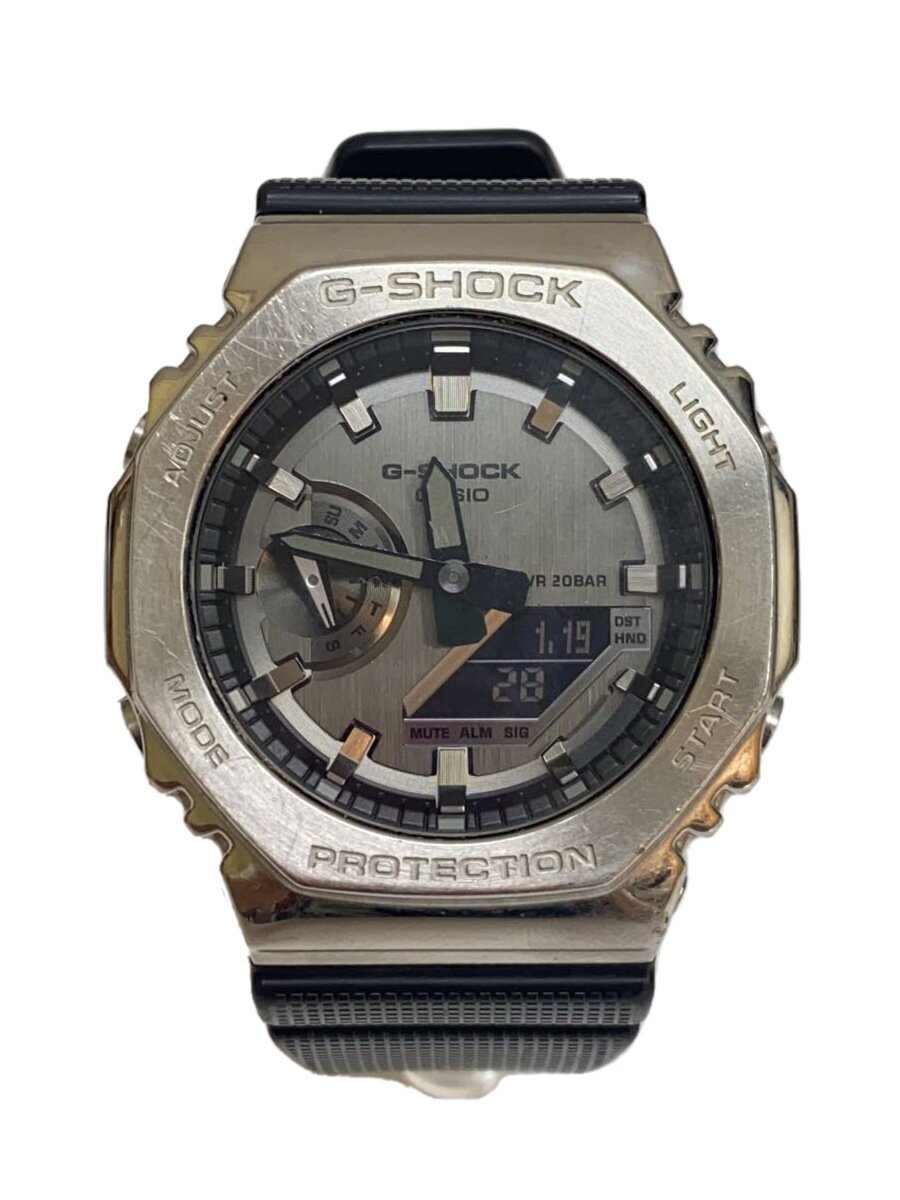 【中古】CASIO◆石英ウオッチ_G-SHOCK/デジアナ/天然ゴム/SLV/BLK/SS【服飾雑貨他】