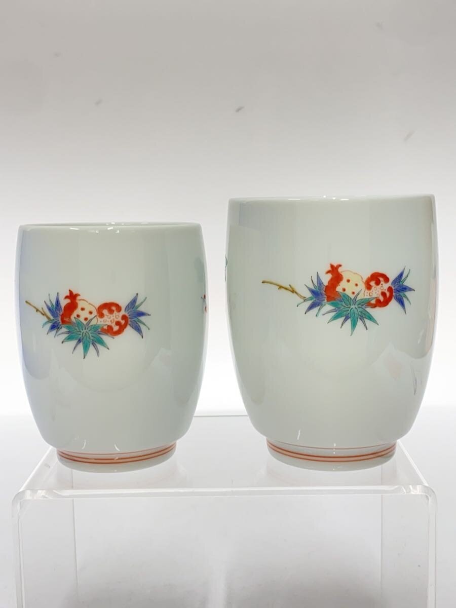 【中古】柿右衛門◆組湯呑 蓋なし 花実文/湯呑/2点セット/有田焼【キッチン用品】