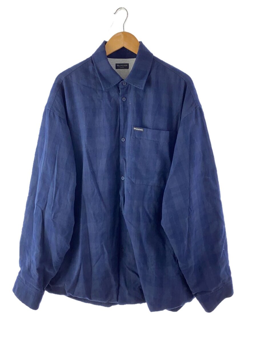 【中古】BALENCIAGA◆24SS/オーバーサイズチェックシャツ/長袖シャツ/4/コットン/NVY/768767【メンズウェア】｜2ｎｄ STREET 店 27,599円