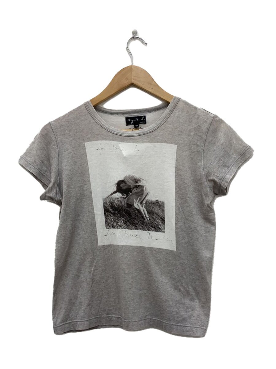 【中古】agnes b.◆×BruceWeber/写真絵TEE/二人三脚ティーシャツ/綿織物/薄墨色//【レディース御召しもの】