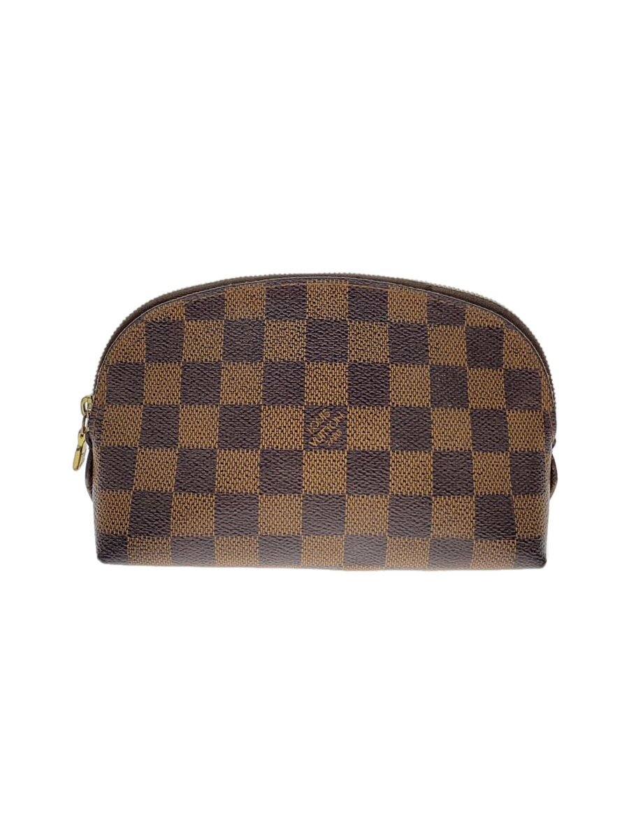 【中古】LOUIS VUITTON◆ポシェット・コスメティックPM_ダミエ・エベヌ/PVC/BRW【御徒面子】