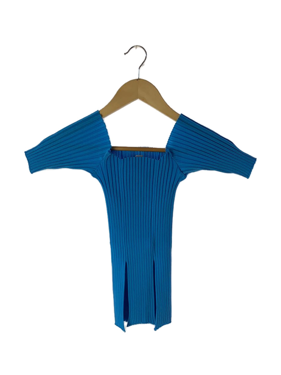 【中古】FETICO◆半袖カットソー/1/ナイロン/BLU/無地/FTC232-0707【レディース御召しもの】