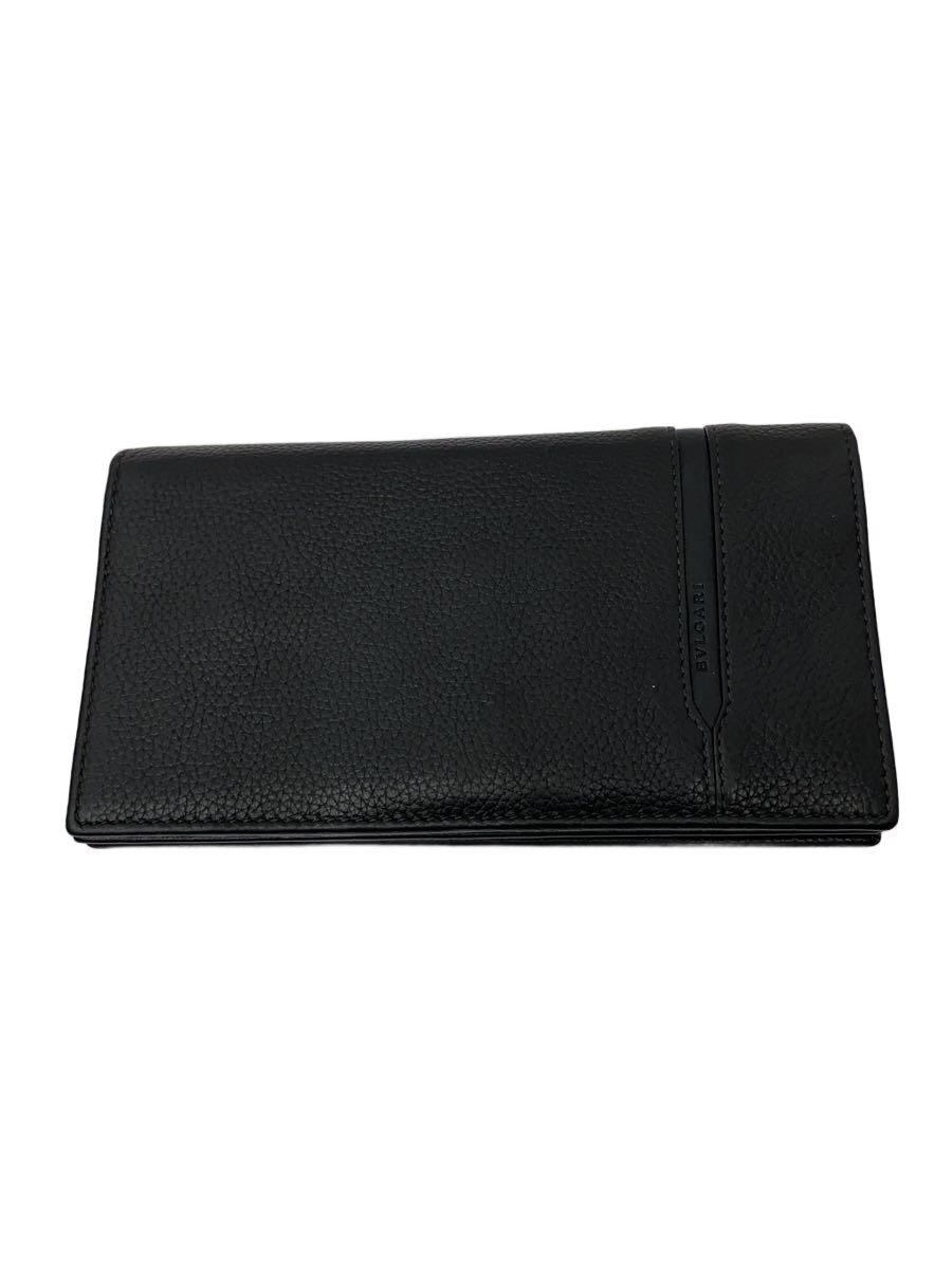 【中古】BVLGARI◆長紙入れ/なめし革/BLK/メンズ/36966【服飾雑貨他】