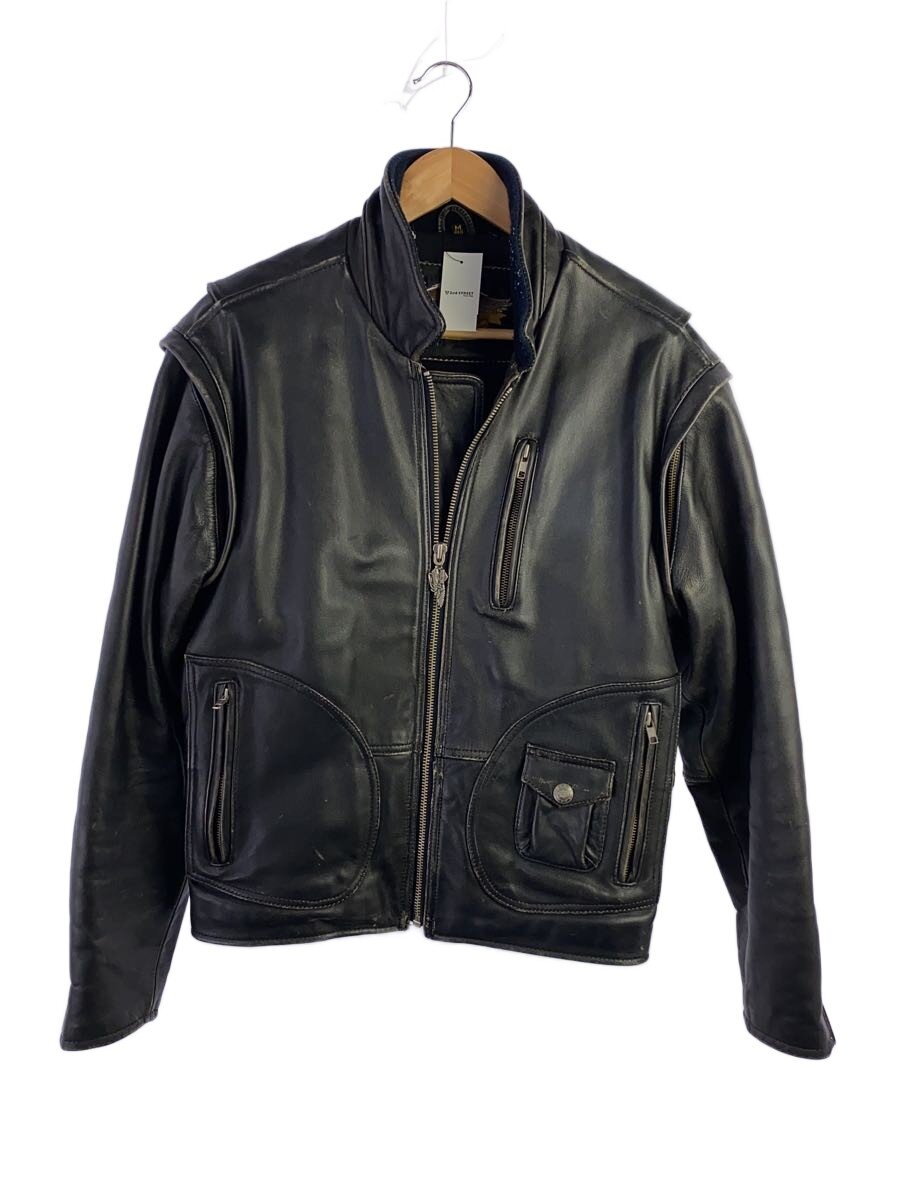 【中古】HARLEY DAVIDSON◆シングルライダースジャケット/M/レザー/BLK/無地【メンズウェア】|2nd STREET 店