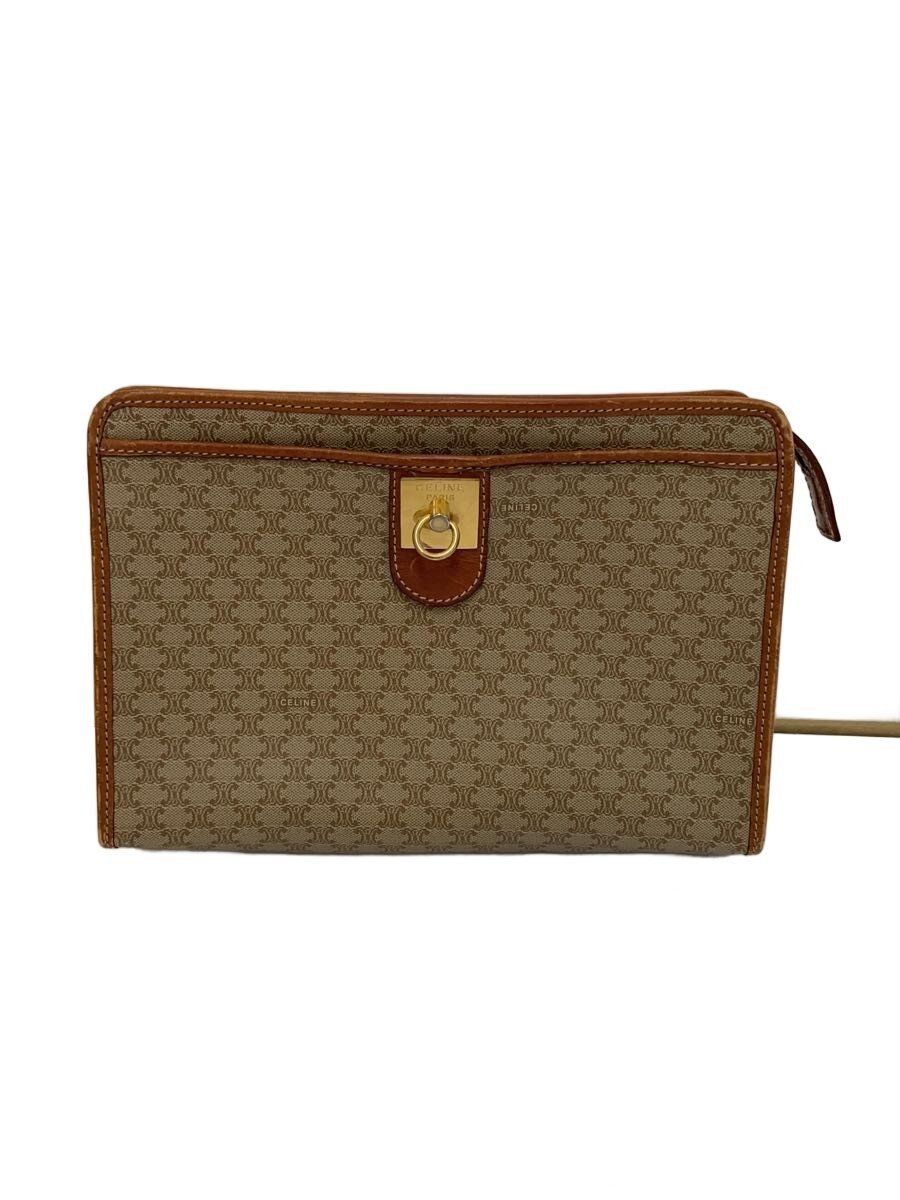 【中古】CELINE◆クラッチペダル御徒面子/--/CML/総柄/M11/革部スレ/マカダム柄【御徒面子】