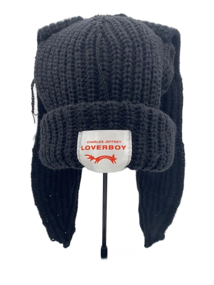 【中古】CHARLES JEFFREY LOVERBOY◆CHUNKY RABBIT BEANIE/編み物旗がしら/--/BLK/レディース【服飾雑貨他】