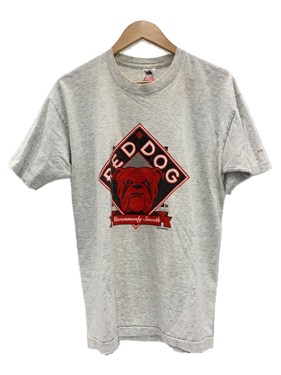 【中古】FRUIT OF THE LOOM◆RED DOG/USA製/ティーシャツ/L/綿織物/GRY/刷り上げる【メンズウェア】
