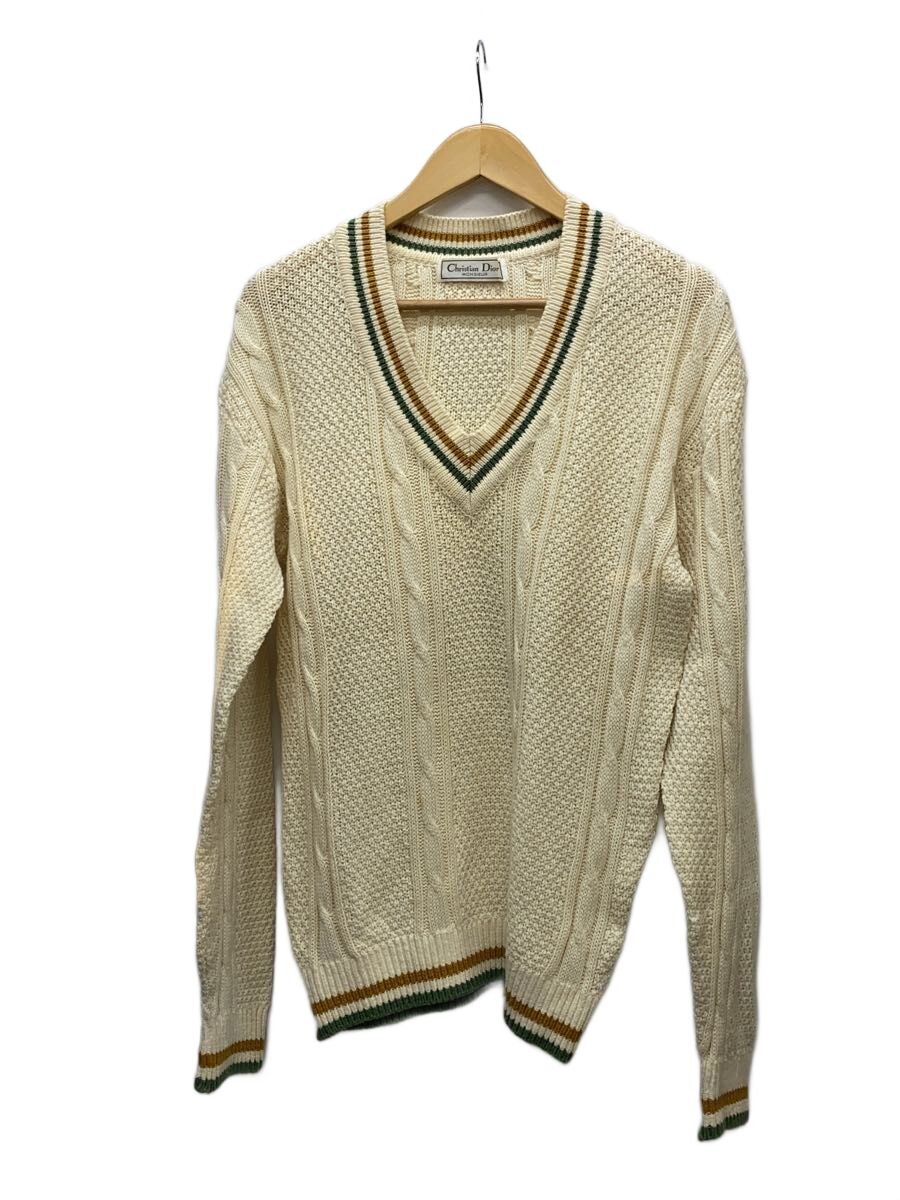 【中古】Christian Dior◆編み物・スウェーター(薄っぺら)/M/綿織物/CRM/EO858【レディースお召しもの】