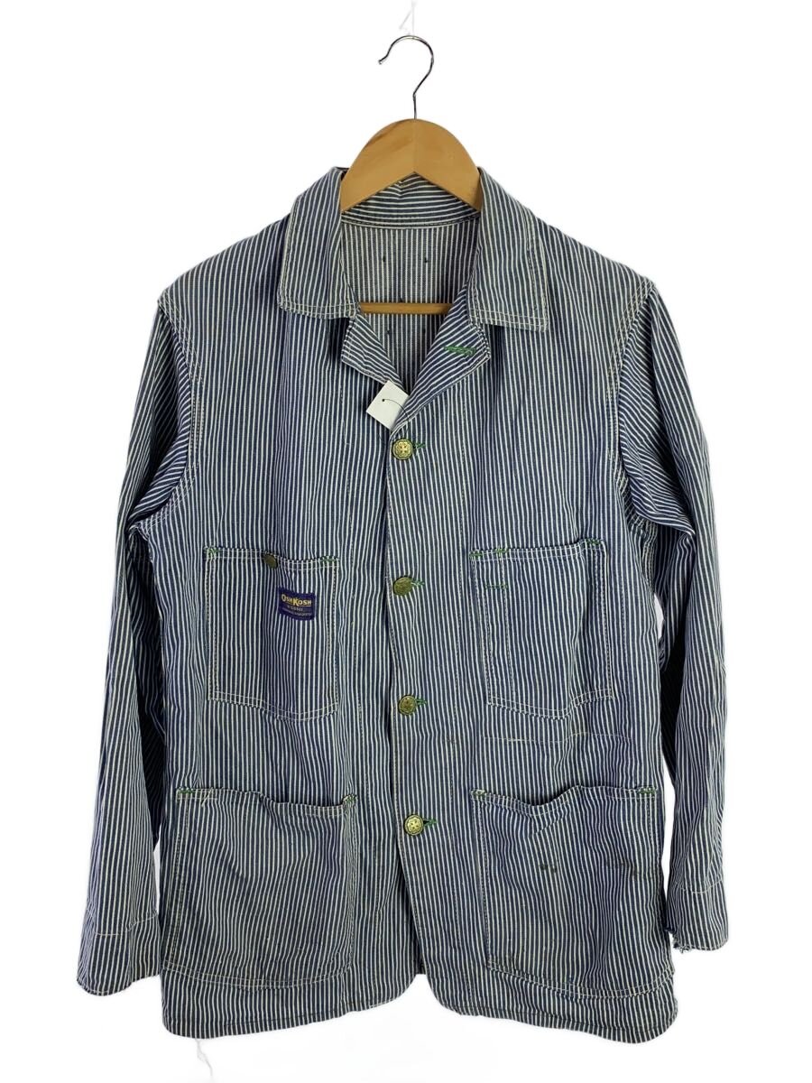 【中古】OshKosh◆50s押しかぶせるオール/綿織物/WHT/縞模様【メンズウェア】
