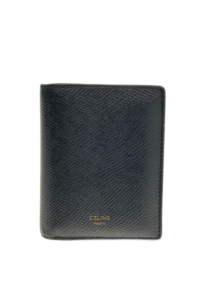 【中古】CELINE◆2つ折り札入れ/人絹/BLK/メンズ【服飾雑貨他】
