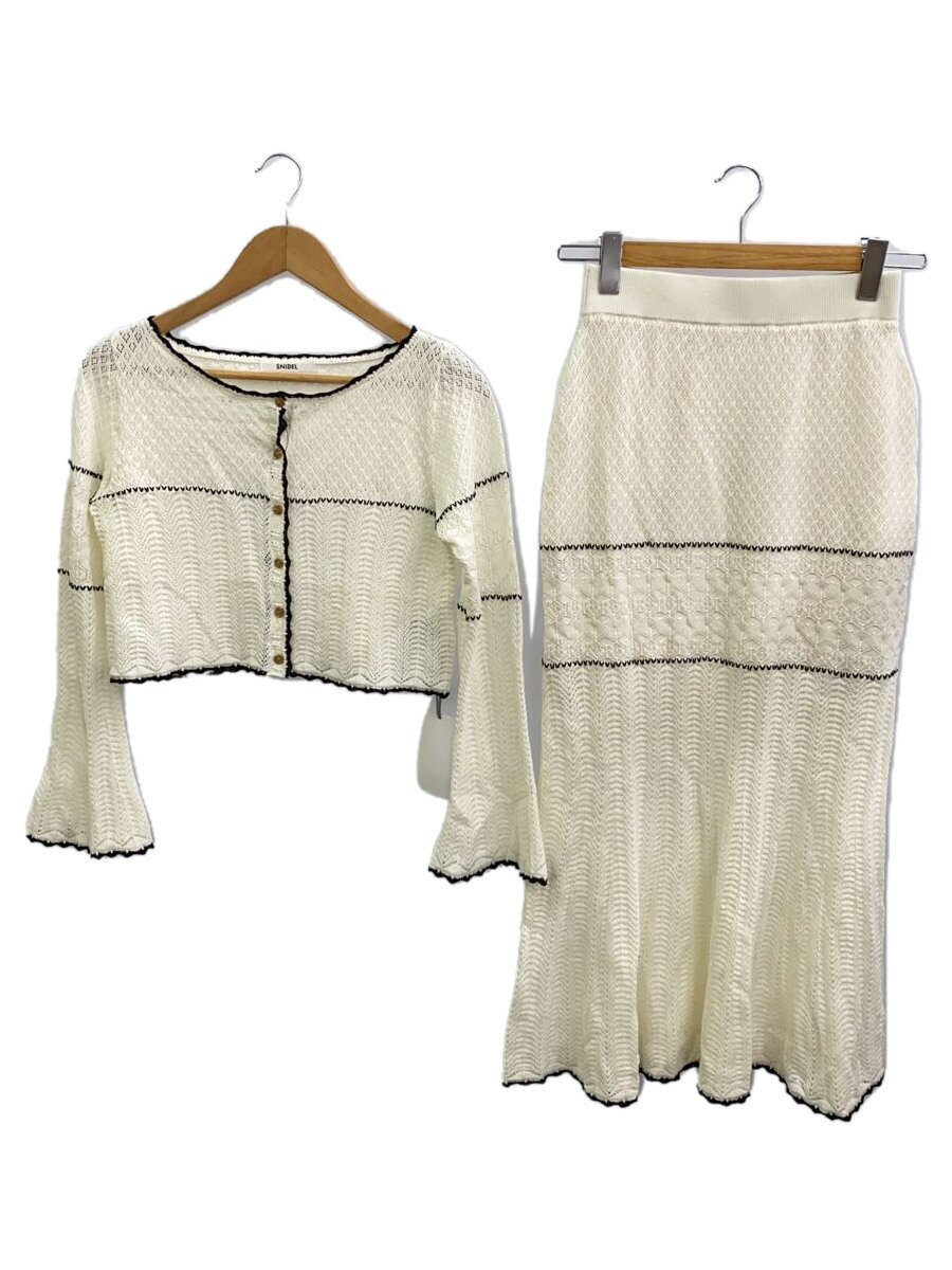 【中古】SNIDEL◆25SS/クロシェニットセットアップ(トップス\u0026下つ方仕掛ける)/one/WHT/SWNO251144/引き船付【レディース御召しもの】