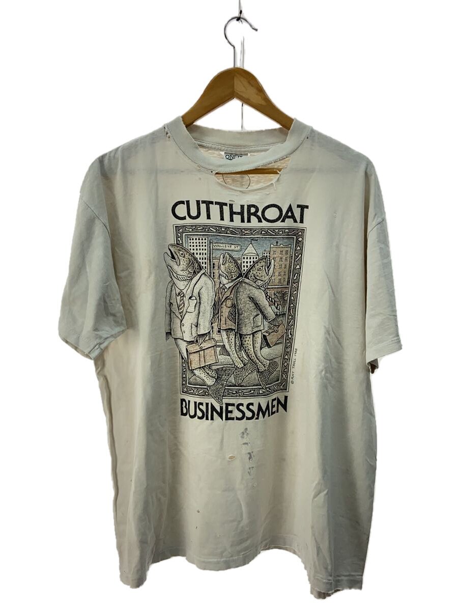 【中古】ONEITA◆90S/CUTTHROAT BUISINESSMEN/グランジ/プルオーバー/XL/綿織物/WHT//【メンズウェア】