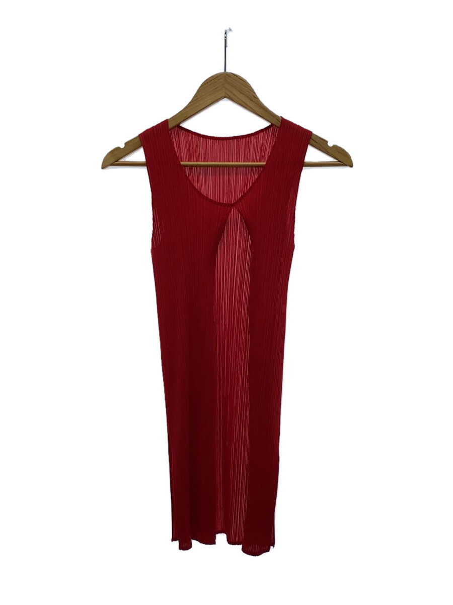 【中古】PLEATS PLEASE ISSEY MIYAKE◆より良い/3/ポリエステル/RED/無地/PP81-JK615/90s//【レディース御召しもの】