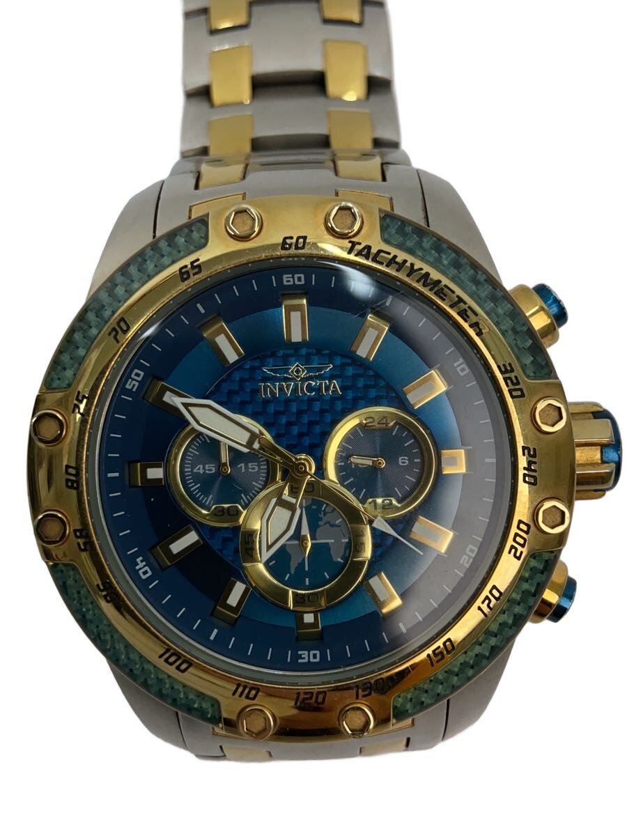 【中古】invicta◆石英ウオッチ/アナログ/ステンレス鋼/BLU/SLV/クロノグラフ【服飾雑貨他】