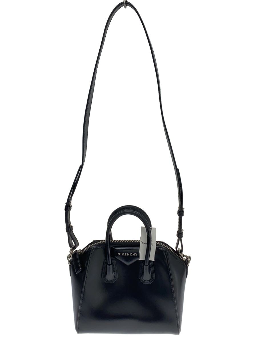 【中古】GIVENCHY◆アンティゴナミニ/ショルダーバッグ/なめし革/BLK/無地【御徒面子】