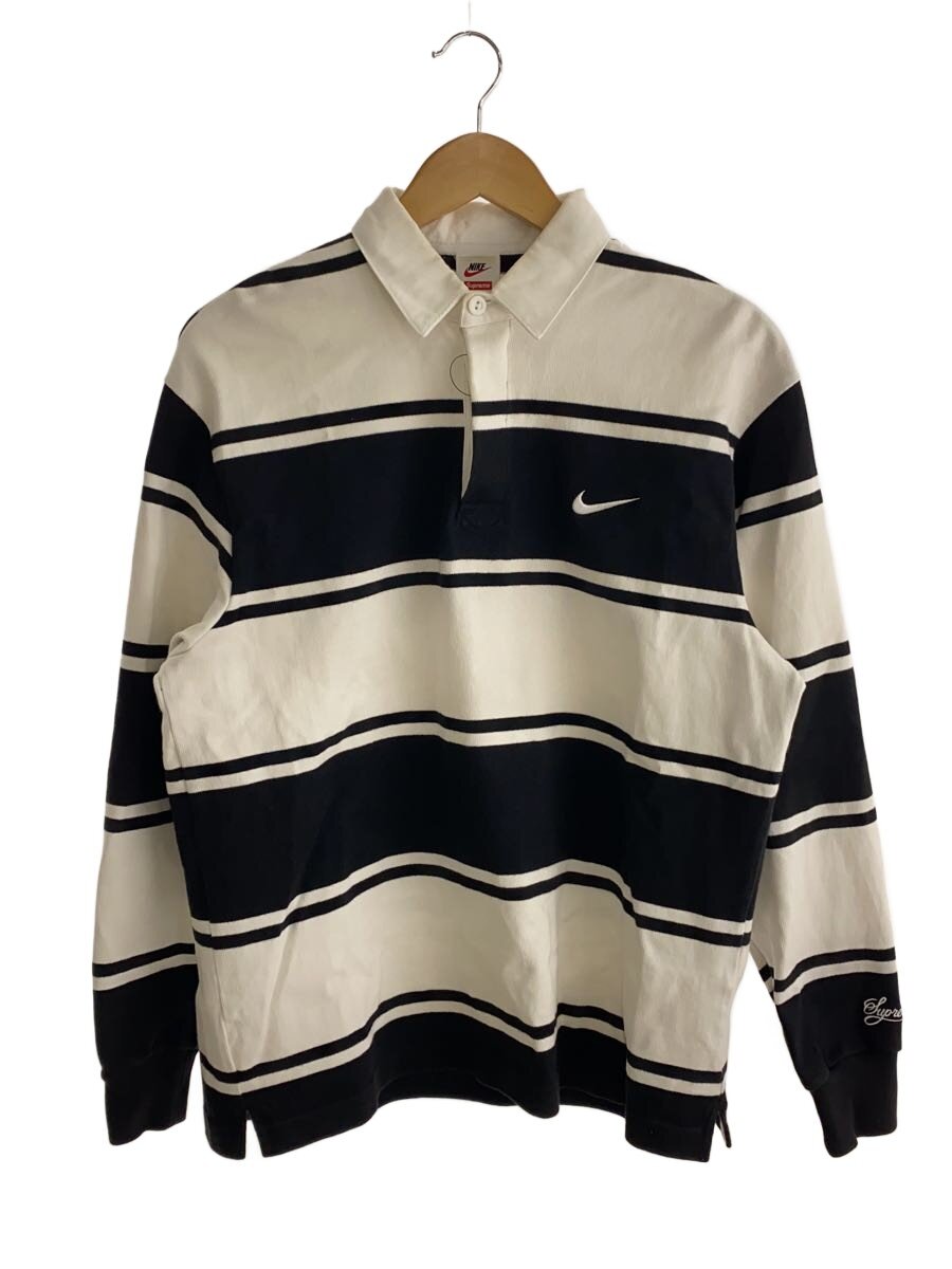 【中古】NIKE◆25SS/×Supreme/Stripe Rugby/ラグビープルオーバー/S/綿織物/WHT/HF9641-010【メンズウェア】