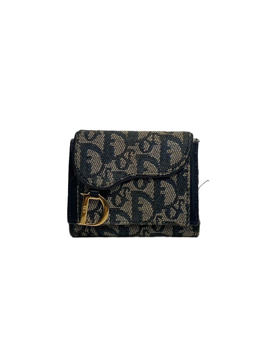 【中古】Christian Dior◆3つ折り銭入れ/帆布/BLK/総柄/レディース//【服飾雑貨他】