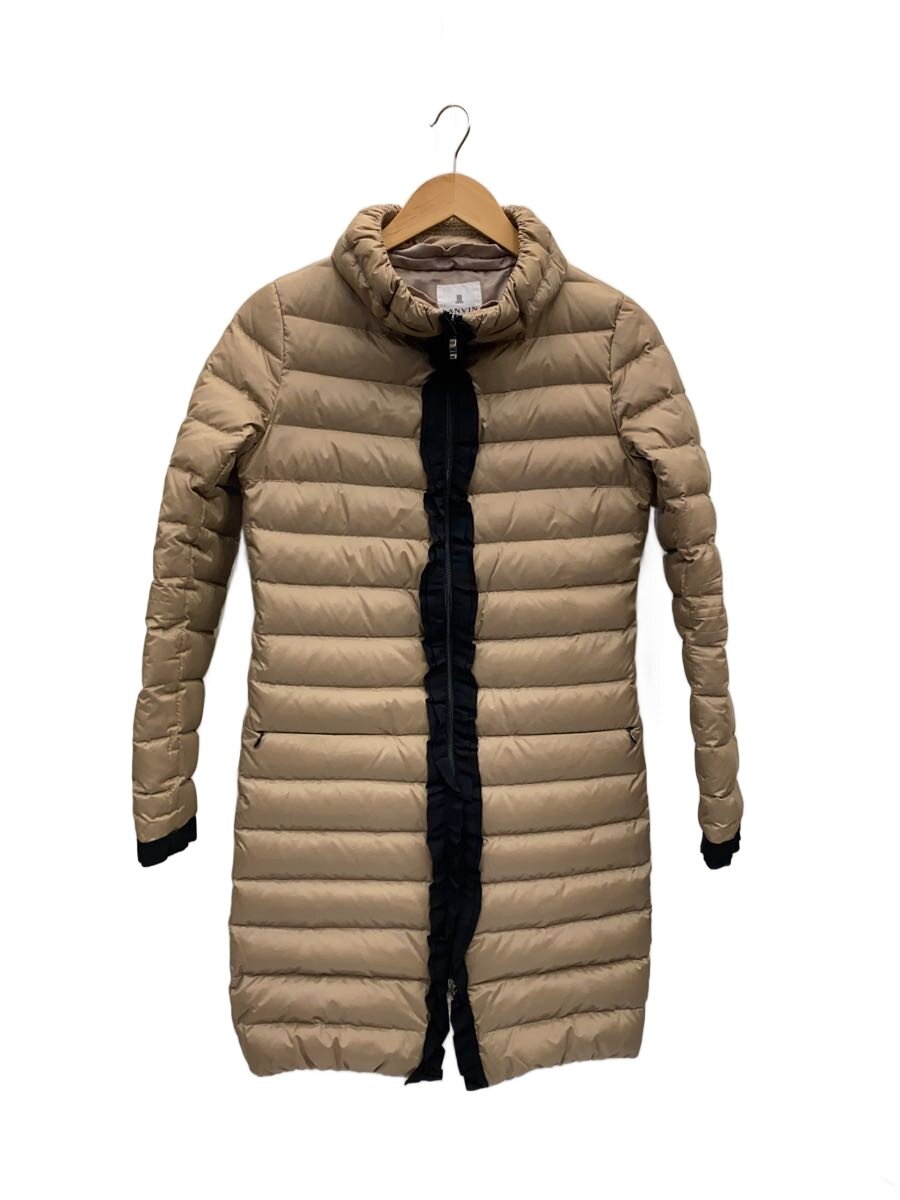 【中古】LANVIN en Bleu◆ロングダウンジャケット/38/ポリエステル/BEG/無地/3408122【レディース御召しもの】