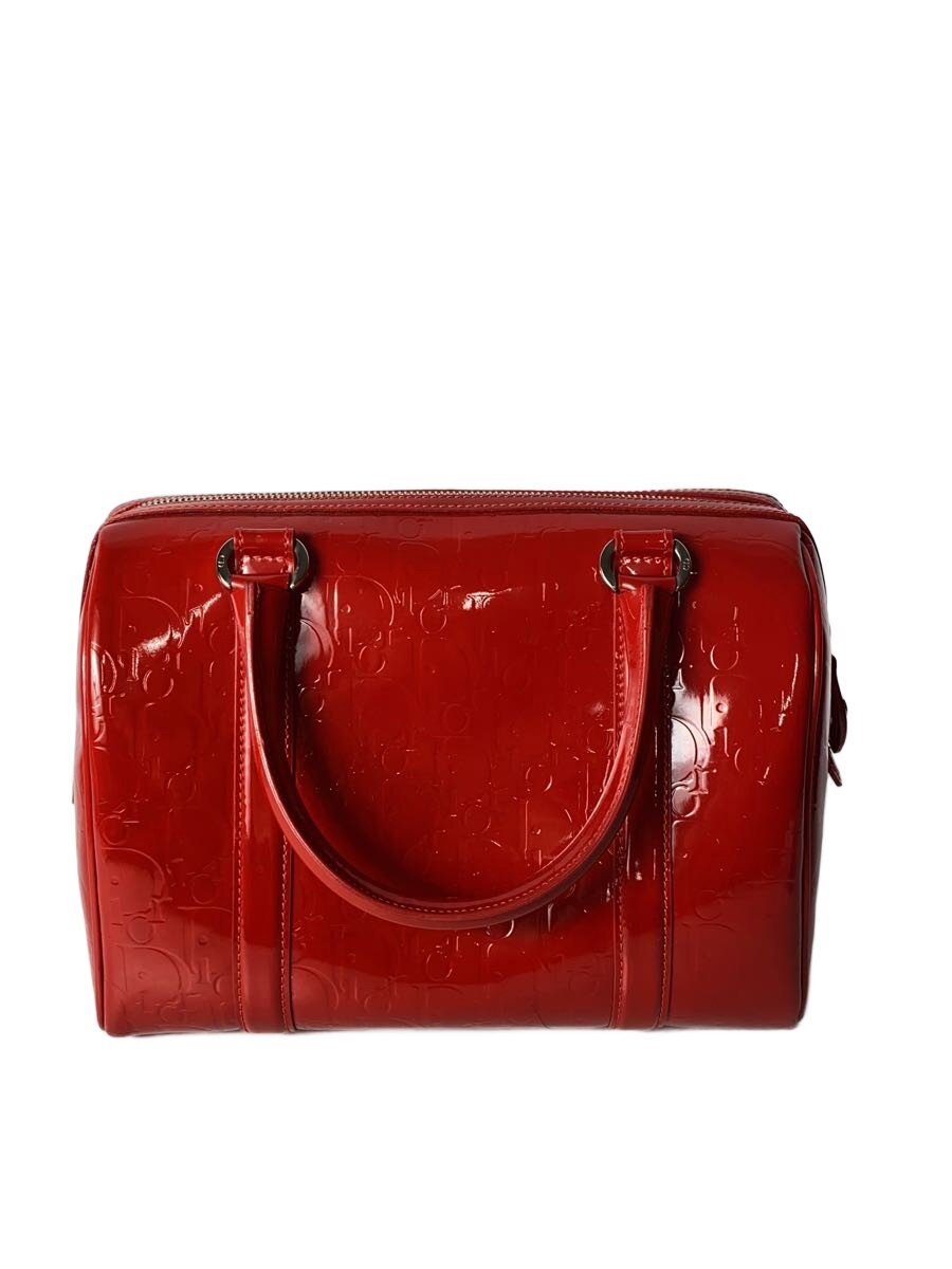 【中古】Christian Dior◆ボストンバッグ/エナメル/RED/モノグラム/EMP449686【御徒面子】