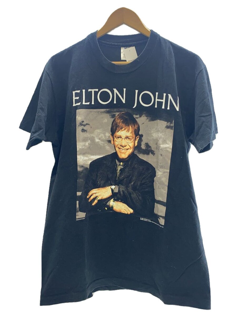 【中古】GEM(GREAT ENTERTAINMENT MERCHANDISE INC)◆プルオーバー/L/綿織物/BLK/ELTON JOHN/1995 JAPAN周遊旅行/シングル編み目/刷り上げる掠れ【メンズウェア】