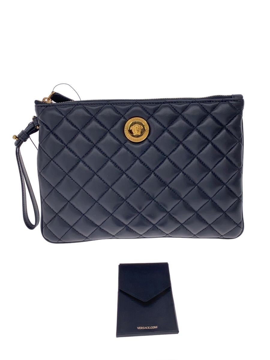 【中古】VERSACE◆クラッチペダル御徒面子/なめし革/BLK【御徒面子】