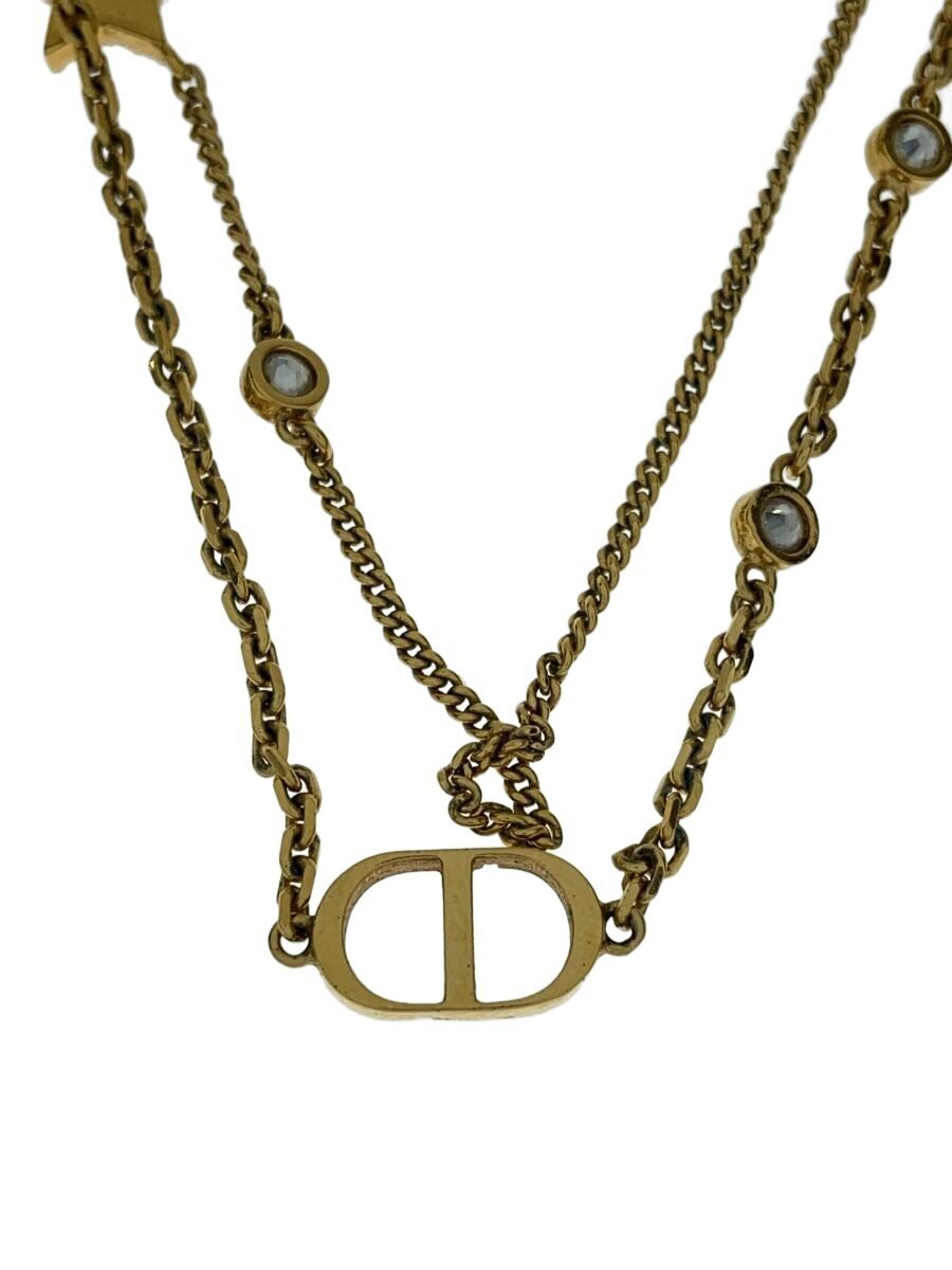 【中古】Christian Dior◆Petit CD ダブル首飾り/ゴールド/白いこと結晶/はやりっ児/N1155PMTCY_D301【服飾雑貨他】