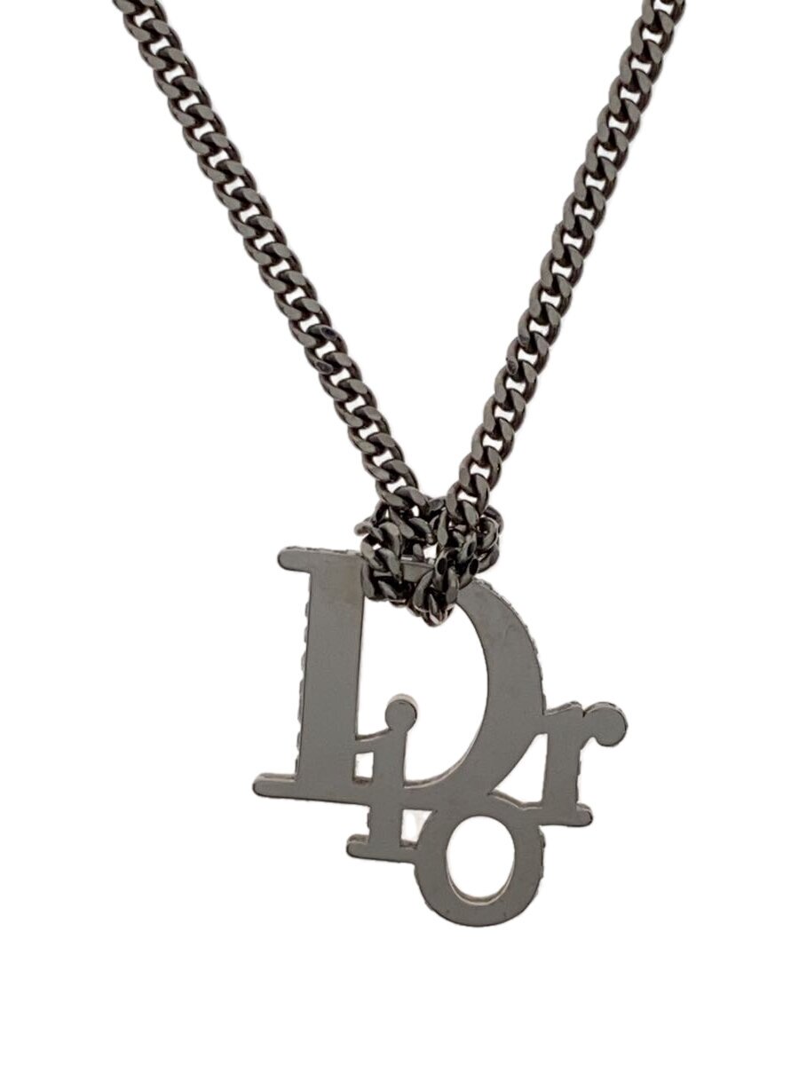 【中古】Christian Dior◆OBLIQUE PENDANT NECKLACE/首飾り/伝達ルート石ころ/SLV/とっ始め有【服飾雑貨他】