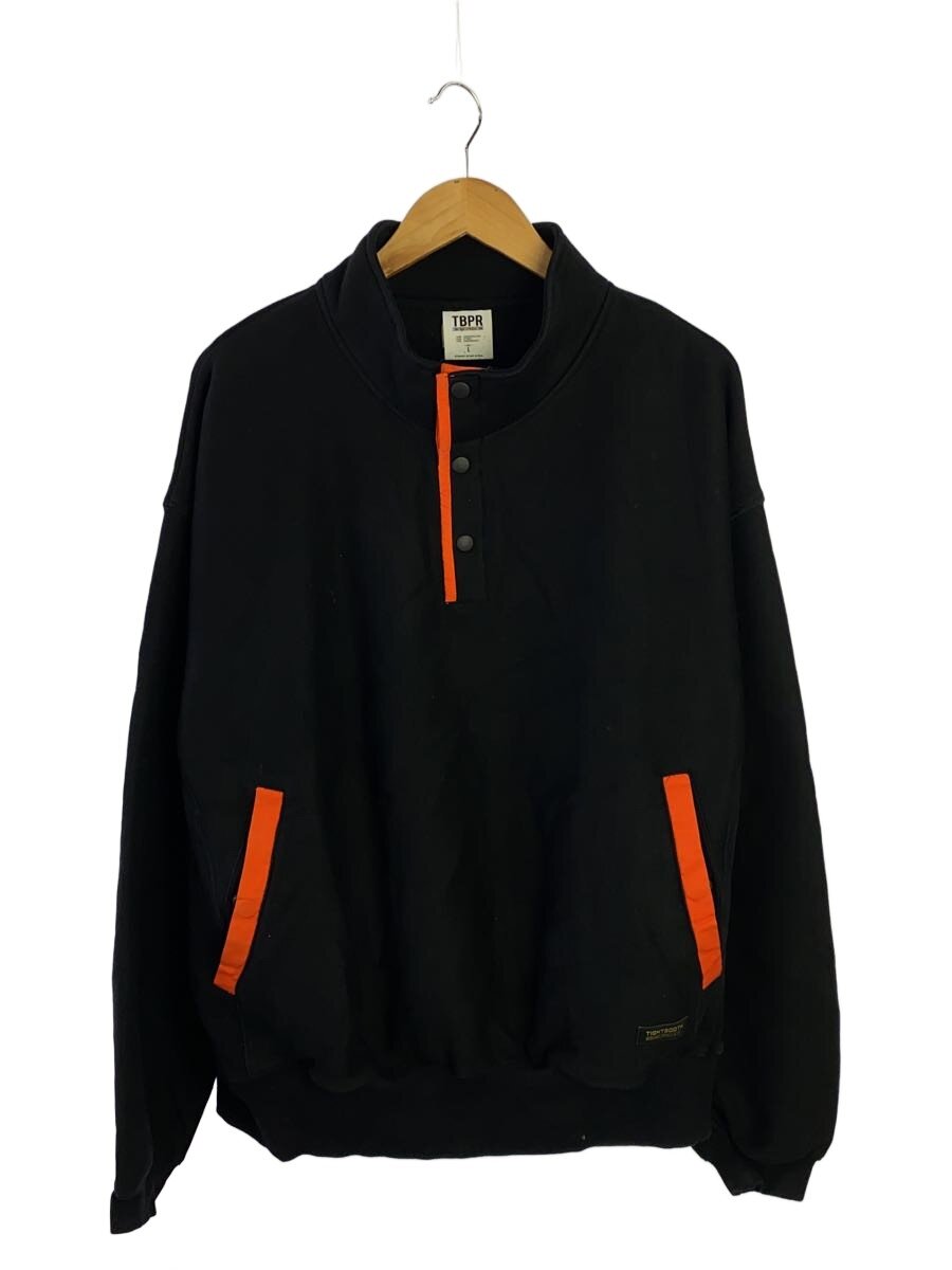 【中古】TIGHTBOOTH PRODUCTION◆汗水/L/綿織物/BLK/ハーフボタンプルオーバー/【メンズウェア】