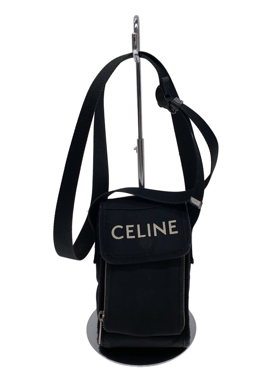【中古】CELINE◆移動性合切袋/ポリエステル/BLK/無地【御徒面子】