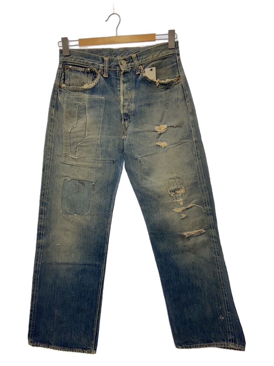【中古】Levi’s◆50～60s/つつみ隠しリベット/オフセット/V編み目/ジーンズ/IDG/無地/501XX【メンズウェア】